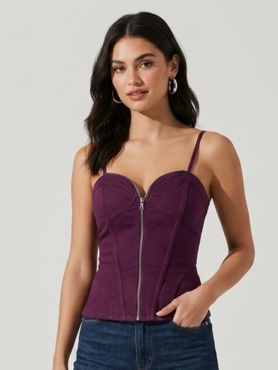 Armani Exchange Tops - A|X Purple Corset Bustier Cami Top Zip Front XS